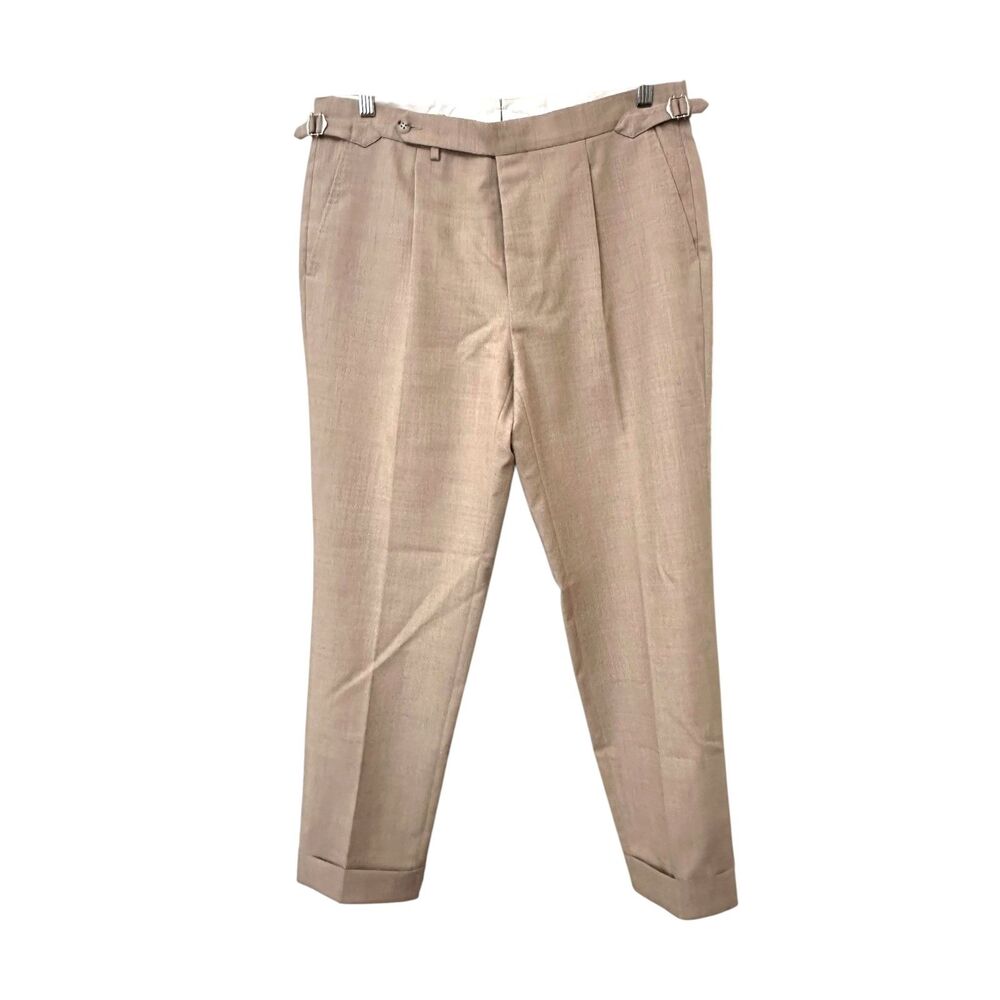 SUITSUPPLY Wool Pleated Trouser Tan Sz 50 (US 40)